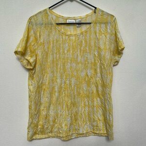 Zenergy By Chico's Yellow, White Scrunched Tie Dye Short Sleeve Size 2 US L/12